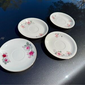 4pc Tea Party Floral Saucer Set